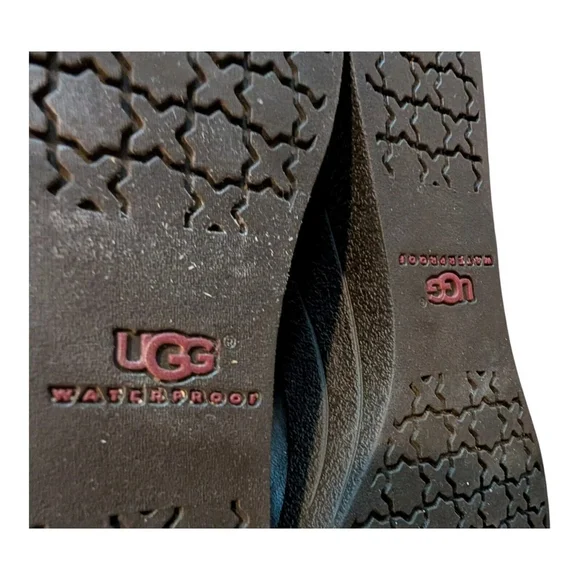 UGG Emalie Brown Leather Shearling Insole Wedge Boot 1005286 Women’s Size 42/11 - Picture 9 of 11